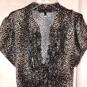 😍 Leopard Print Ruffled Tie Back Top, Size 1X